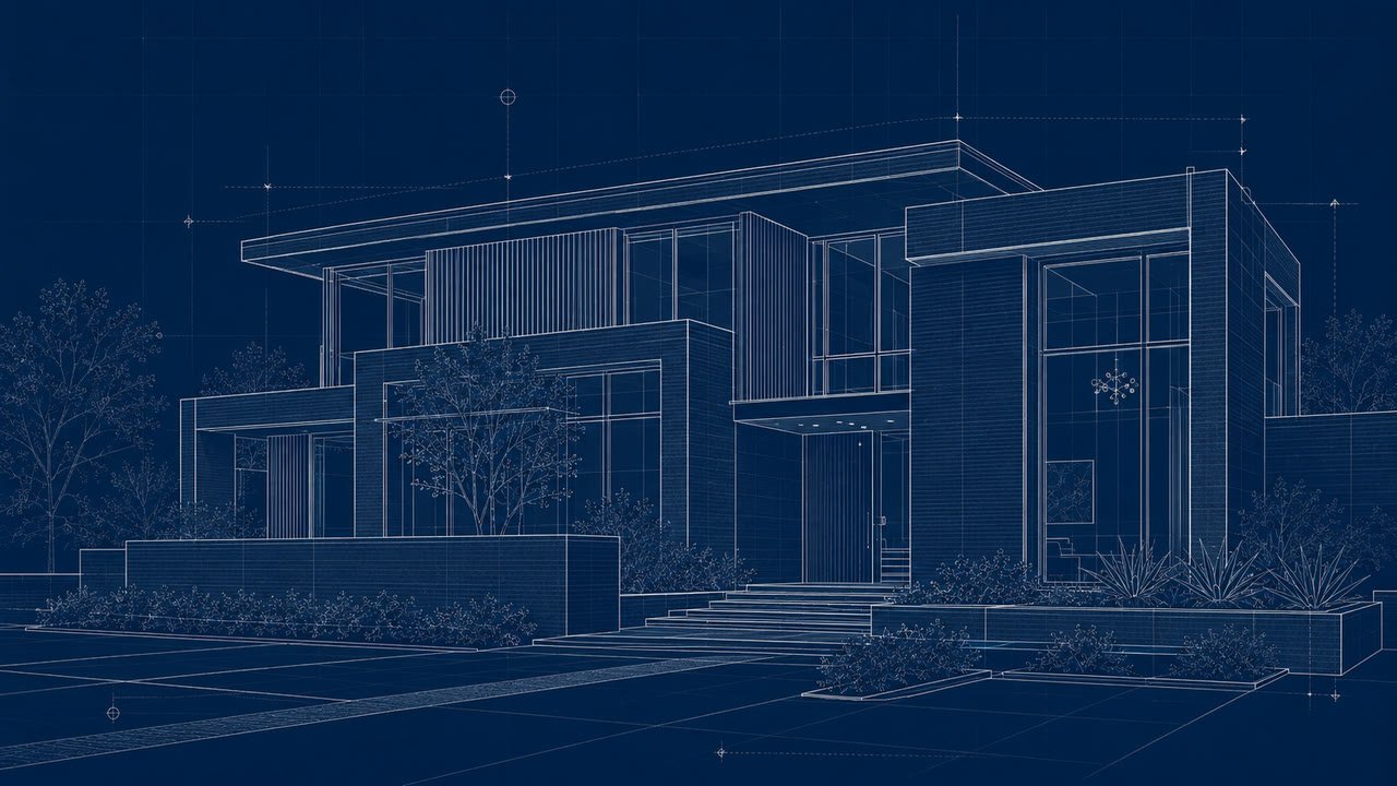 A completed architectural blueprint of the residence.