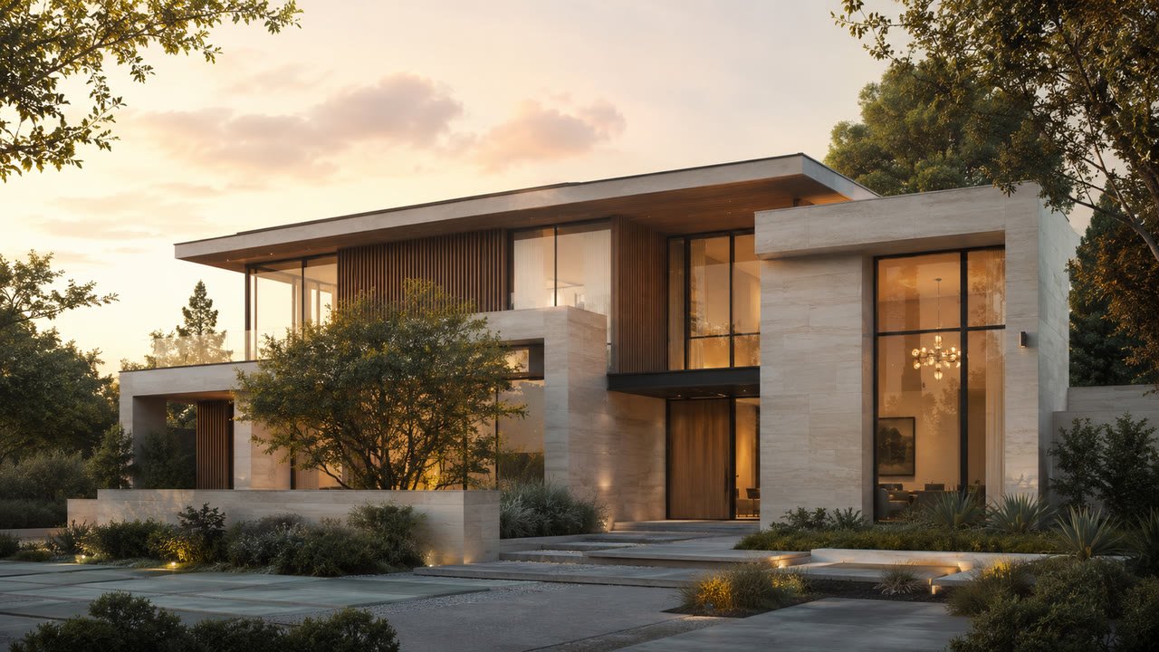 The photorealistic completed residence.